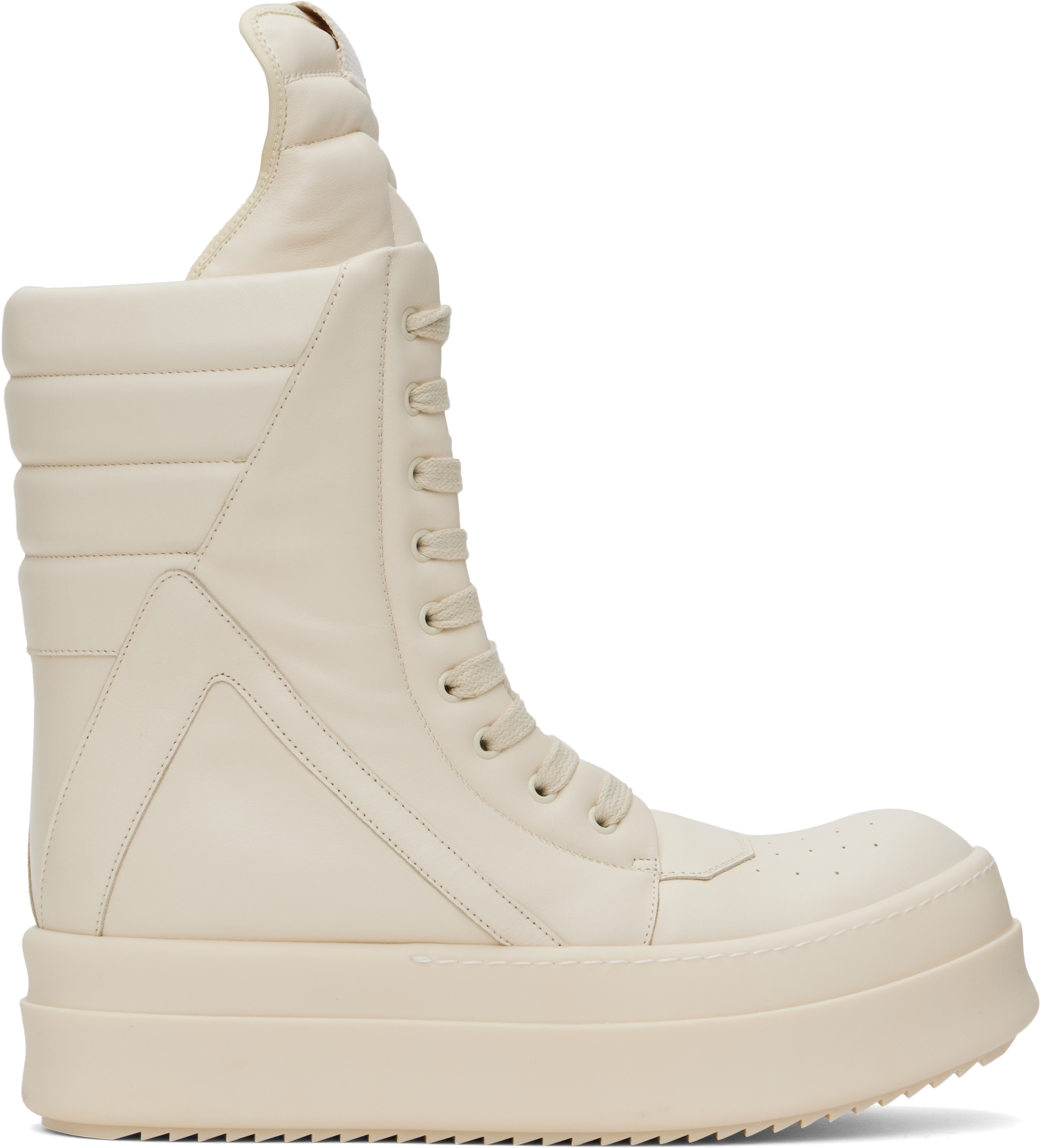 Shop Rick Owens Off-white Porterville Mega Geobasket Sneakers In 1111 Milk/milk/milk