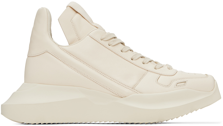 Shop Rick Owens Off-white Porterville Geth Runner Sneakers In 11111 Milk/milk/milk