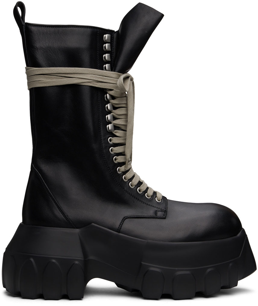 Shop Rick Owens Black Porterville Army Mega Tractor Boots In 99 Black/black