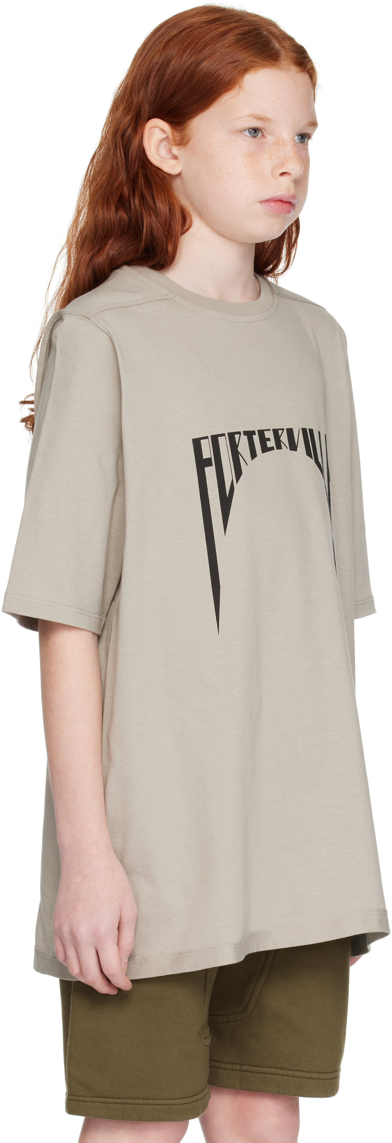 Rick Owens Kids Taupe Porterville Jumbo T-shirt In 0809 Pearl/black