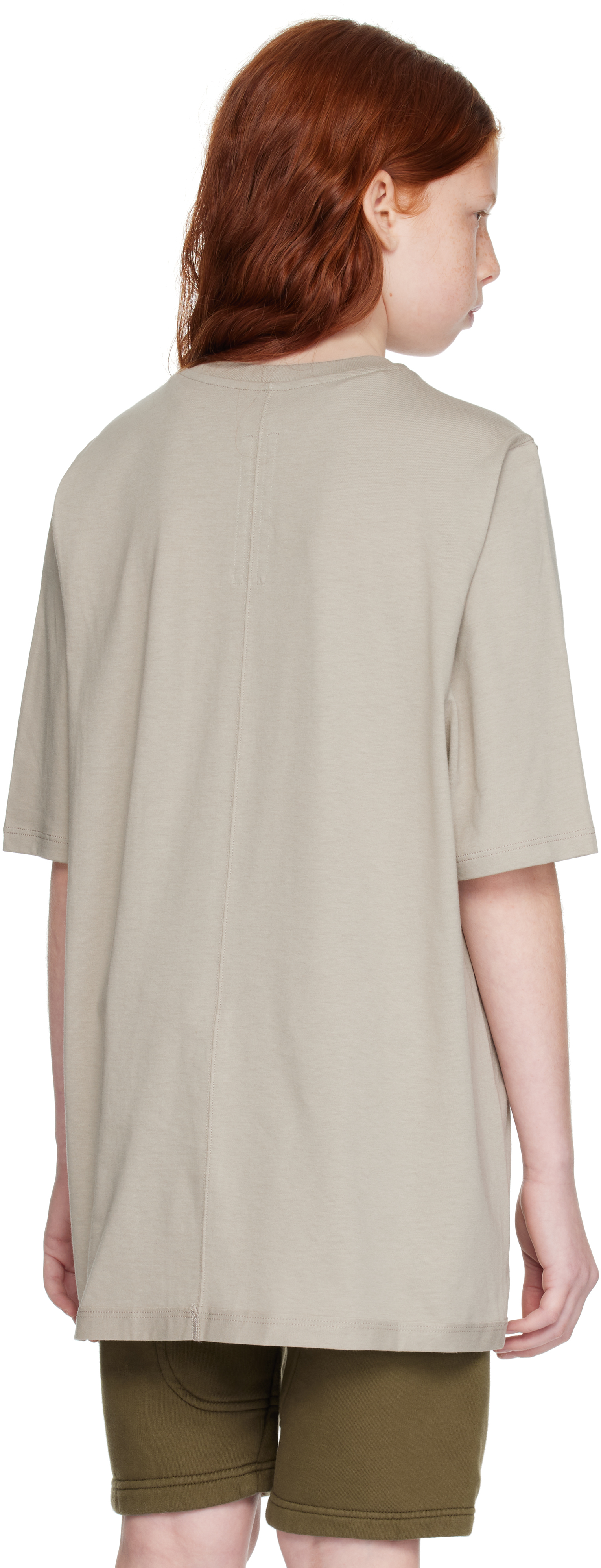 Rick Owens Kids Taupe Porterville Jumbo T-shirt In 0809 Pearl/black