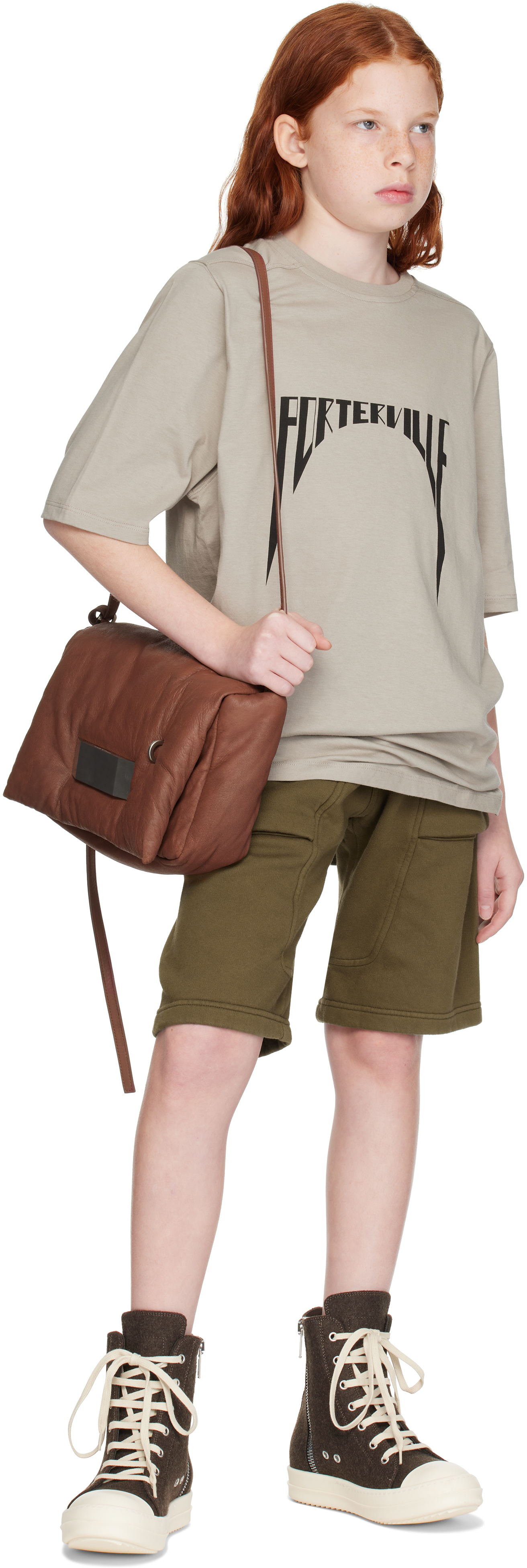 Rick Owens Kids Taupe Porterville Jumbo T-shirt In 0809 Pearl/black