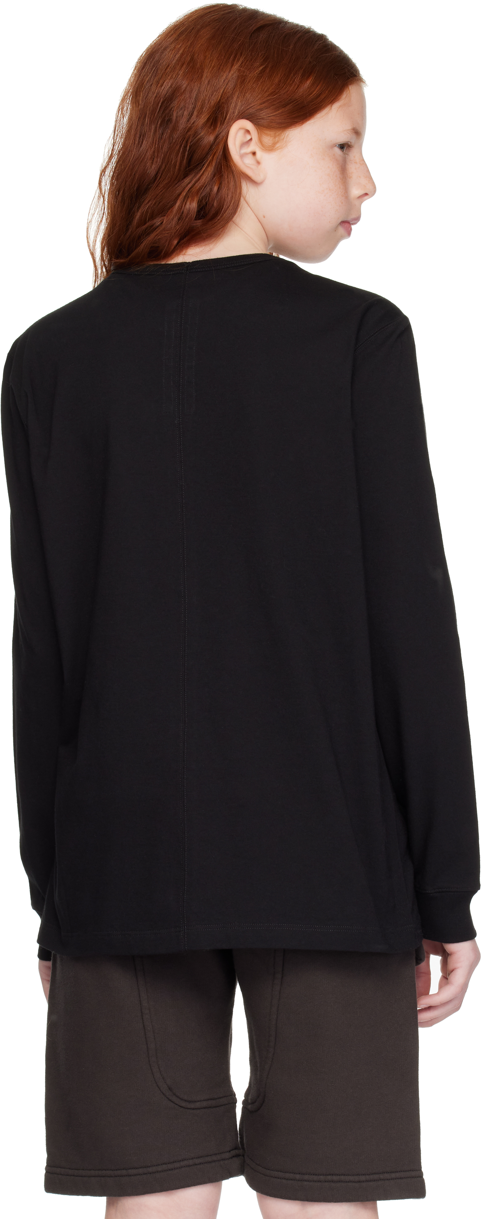 Rick Owens Kids Black Porterville Level Long Sleeve T-shirt In 0908 Black/pearl