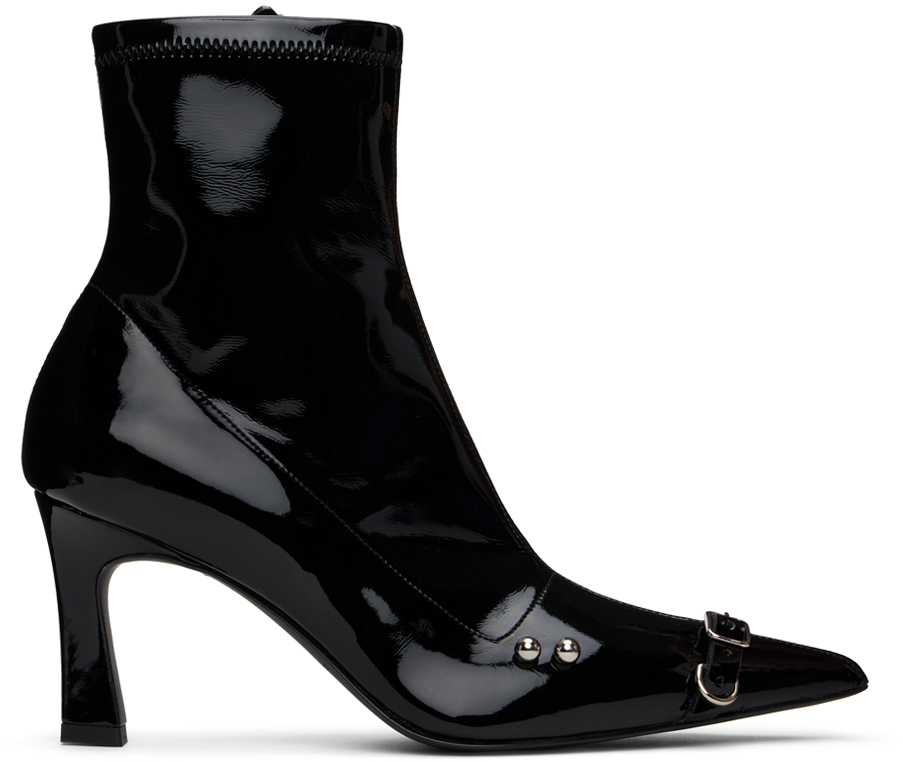 Shop Justine Clenquet Black Patti Boots In Black Patent