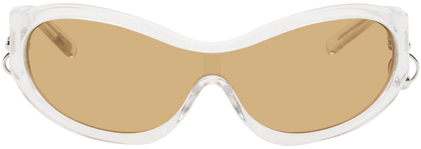 Justine Clenquet Ssense Exclusive Silver Jenny Glitter Sunglasses In White Glitter