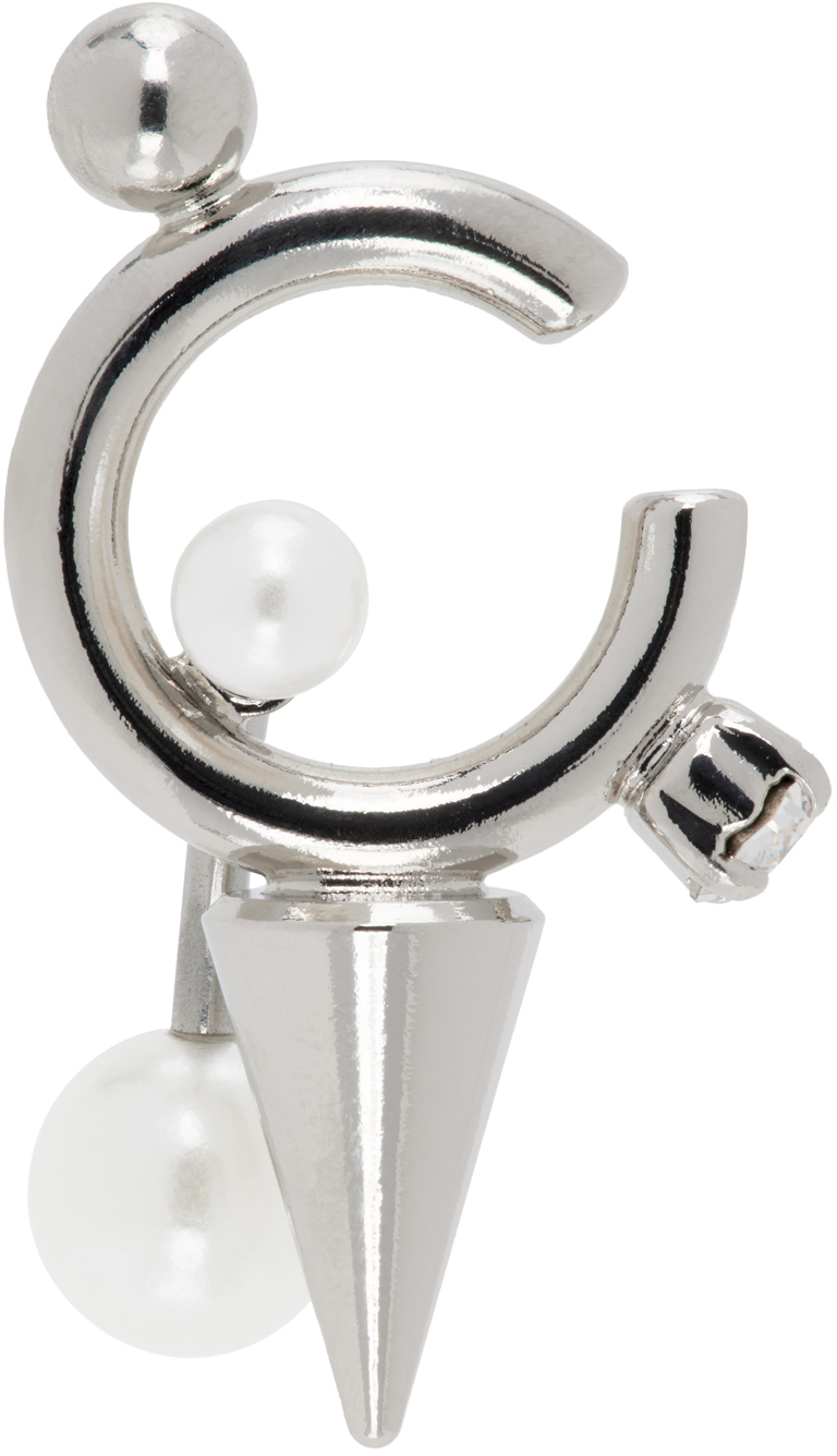 Silver Tabby Pearl Ear Cuff