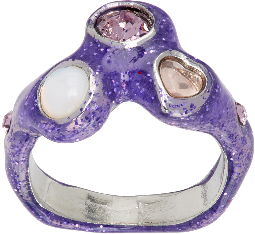 Shop Collina Strada Purple Florence Ring In Lilac Glitter