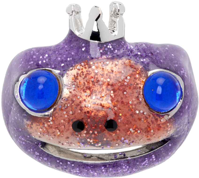 Collina Strada Purple Frog Prince Ring In Glitter Pink