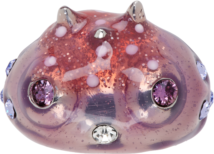 Collina Strada Pink Rhino Baby Ring In Glitter Pink