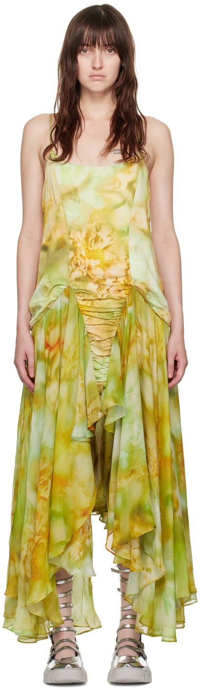 Shop Collina Strada Green Magnolia Midi Dress In Sage Molten Floral