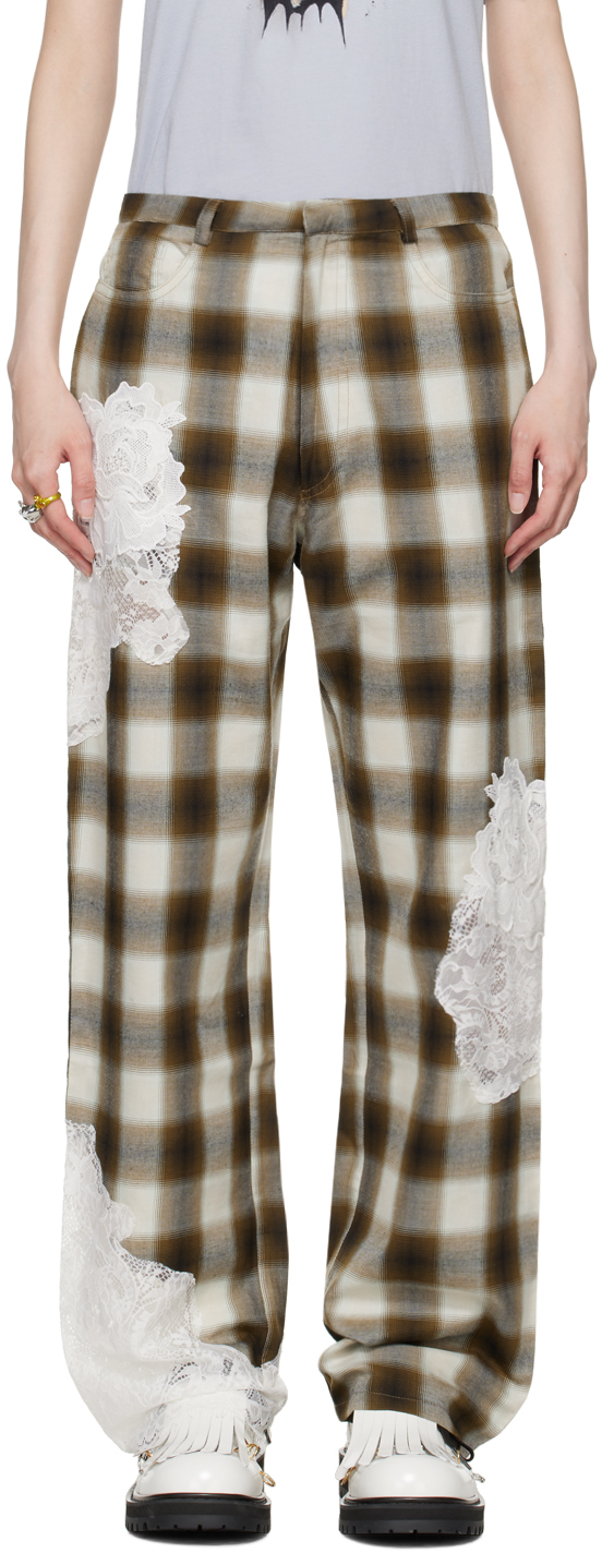 Shop Collina Strada Brown Mikaela Trousers In Light Brown Plaid