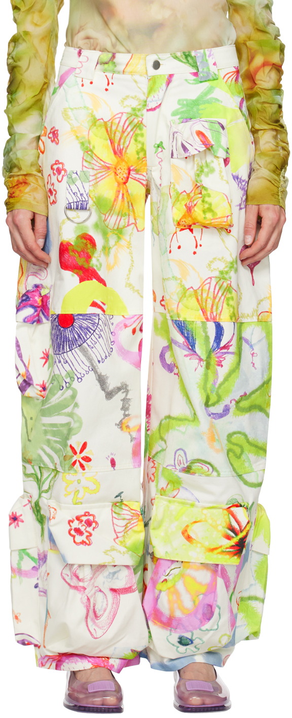 Shop Collina Strada Off-white Garden Cargo Pants In Super Bloom