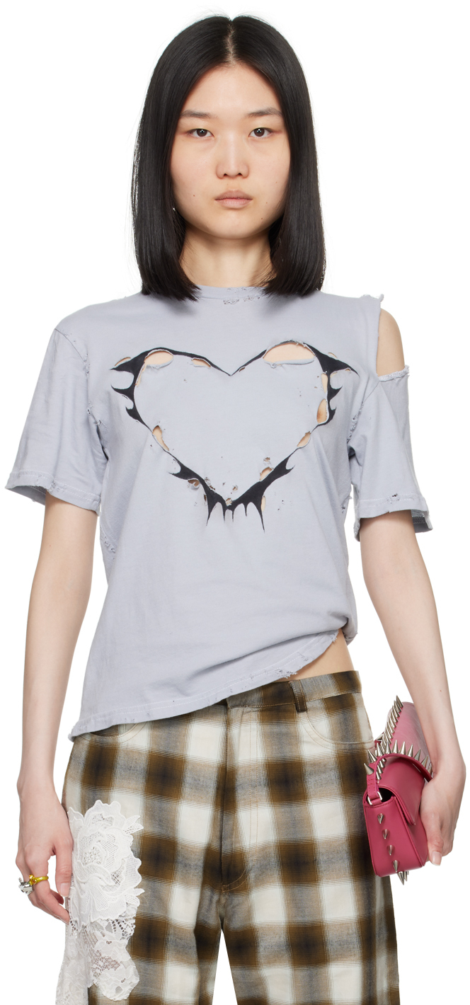 Shop Collina Strada Blue Remnant Heart T-shirt In Thunder Blue