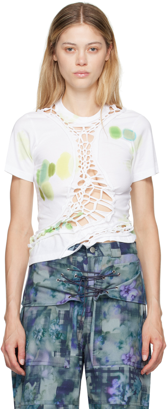 Shop Collina Strada White & Green Tosh T-shirt In Lime Starburst