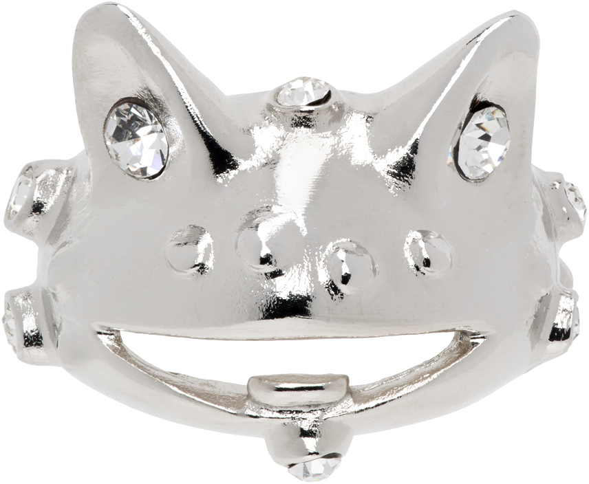 Collina Strada Silver Dragon Baby Ring In Silver Clear