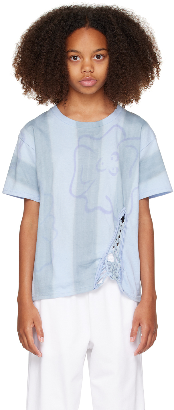 Shop Collina Strada Kids Blue Tie-dyed T-shirt In Storm Blue Flower St