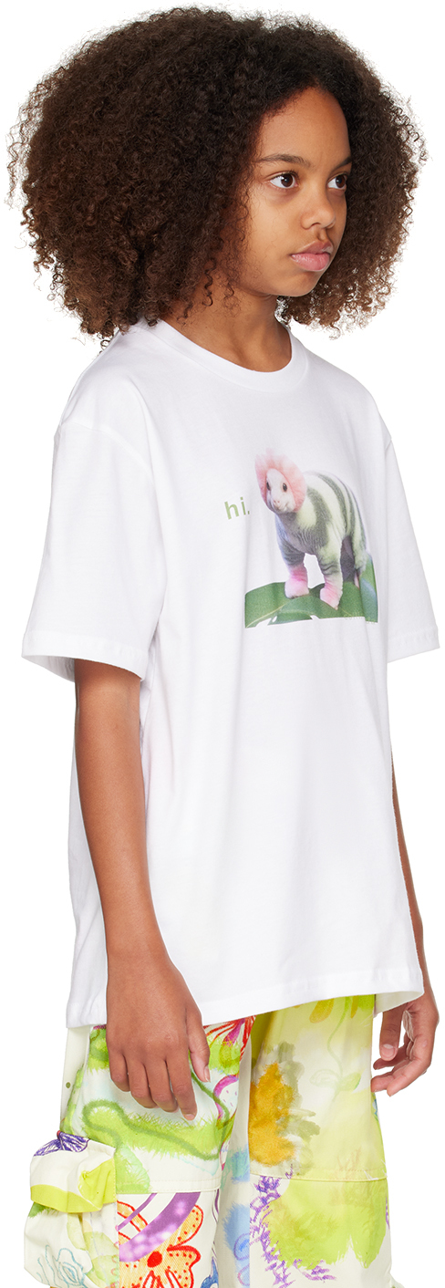 COLLINA STRADA KIDS WHITE 'HI.' T-SHIRT
