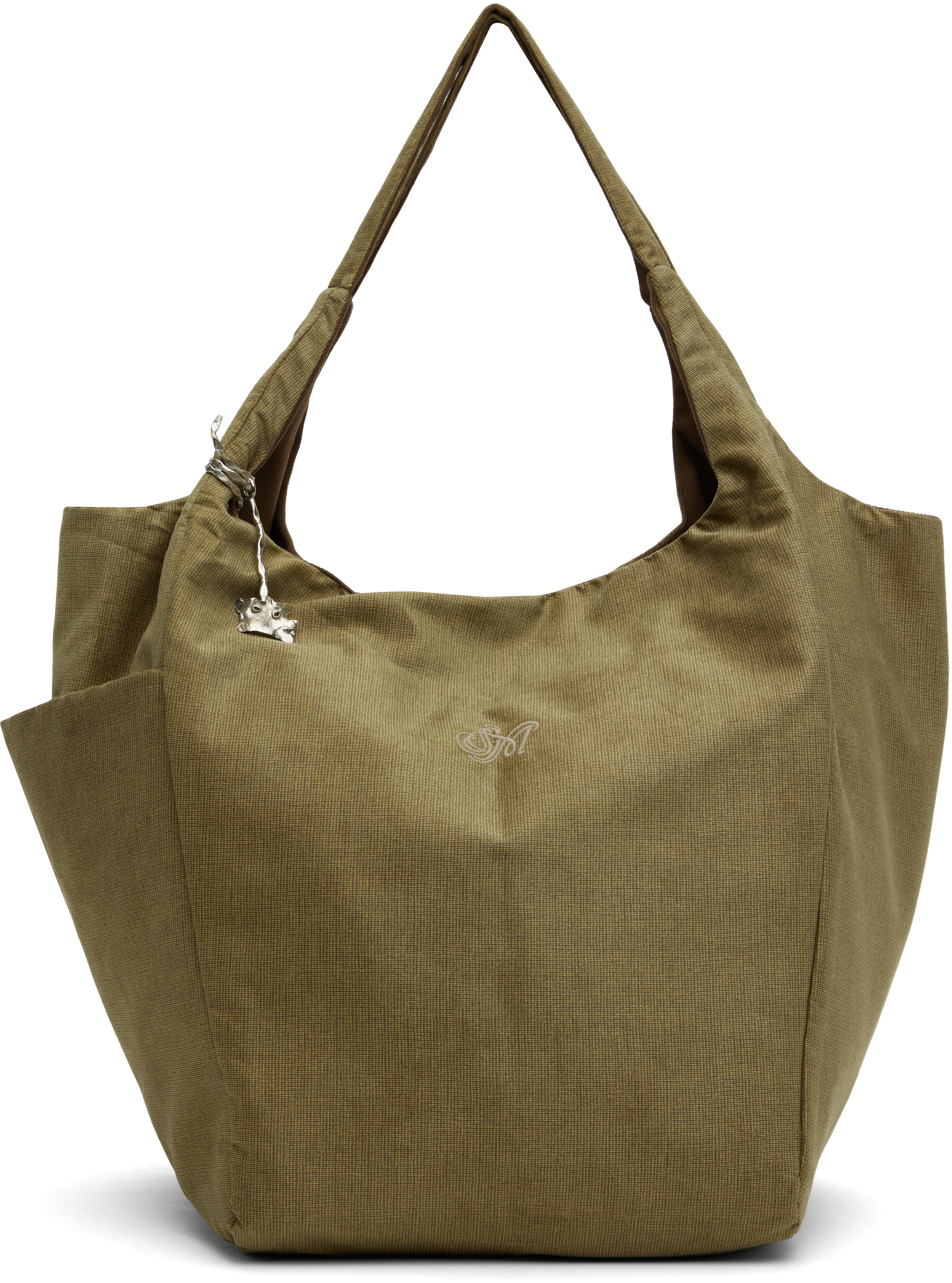 Khaki Microcheckered Tote