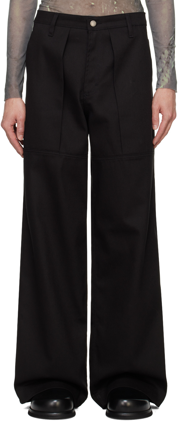 Shop Serapis Ssense Exclusive Black Pleated Sailor Trousers