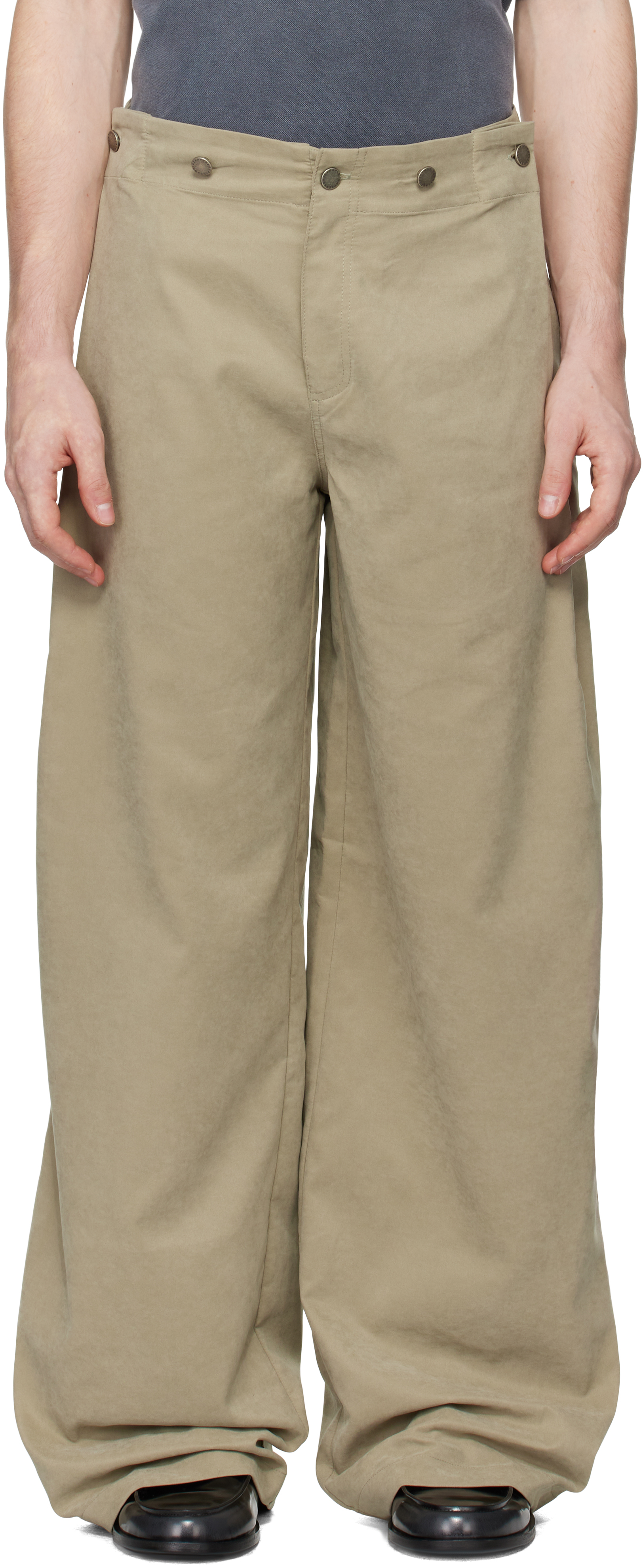 Shop Serapis Beige Rudder Trousers In Beige Suede