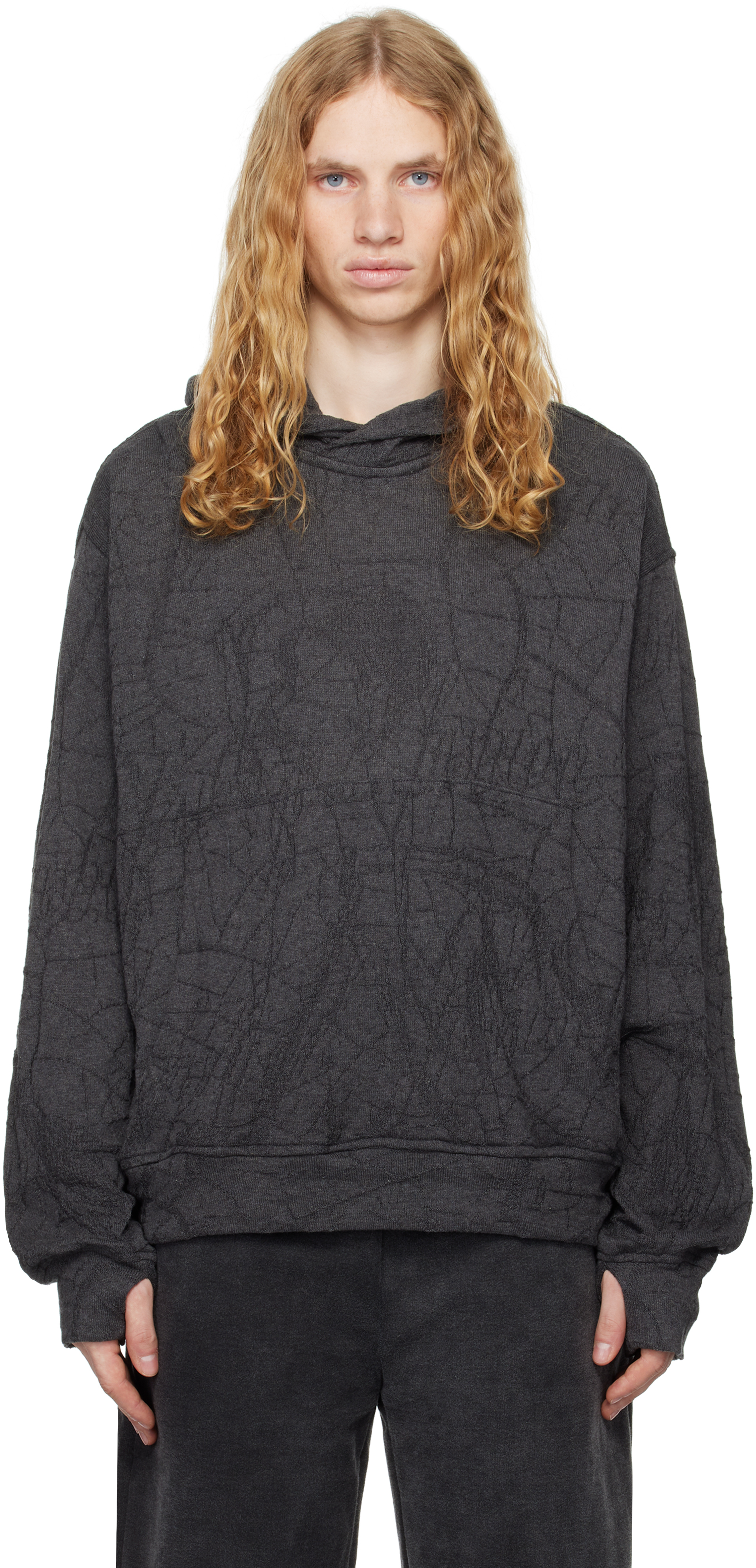【関税込み】Serapis グレー ニットフーディ Serapisのグレー ニットフーディがセール中