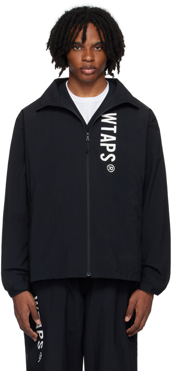 WTAPS: Black Printed Track Jacket | SSENSE