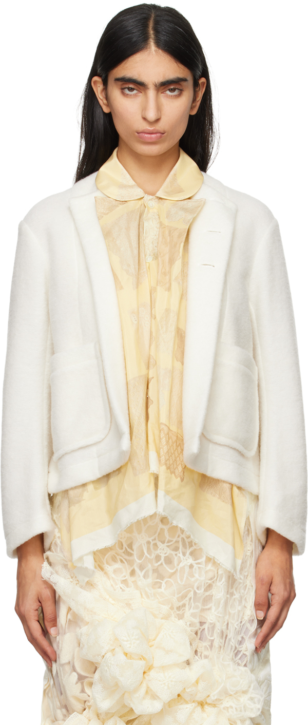 Off-White Wool & Cotton Silk Lawn Print Jacket