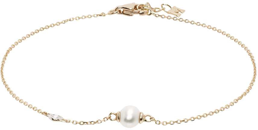 Mateo Gold 'pearl And Diamond Dot' Bracelet In 14kt - Yellow