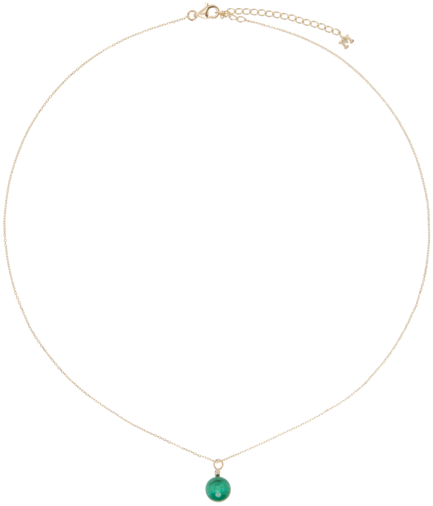 Gold 'Malachite and Diamond Dot' Necklace