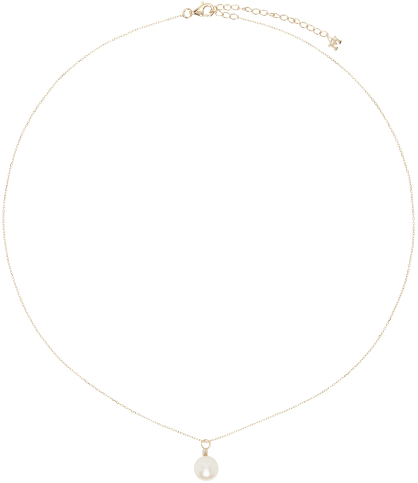 Gold 'Pearl and Diamond Dot' Necklace