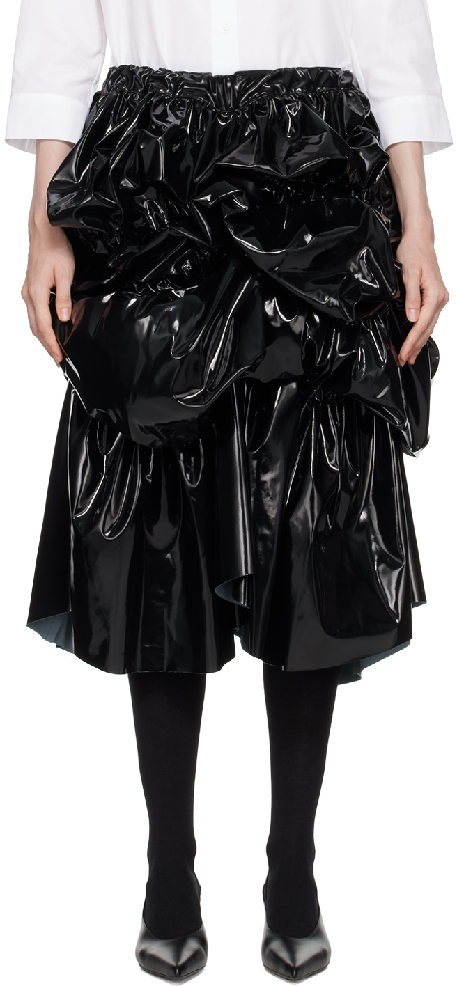 Comme des Garçons Black Gathered Faux-Leather Maxi Skirt