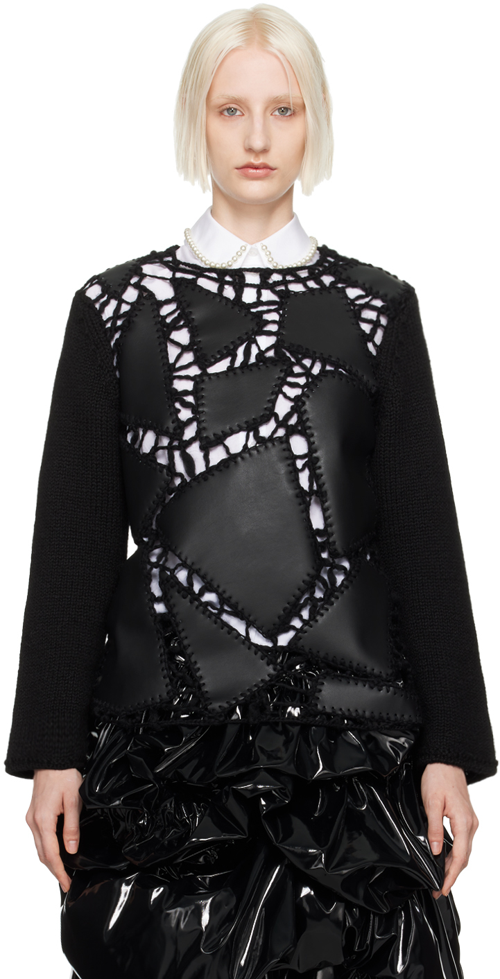 Shop Comme Des Garçons Black Paneled Sweater In 1 Black/black