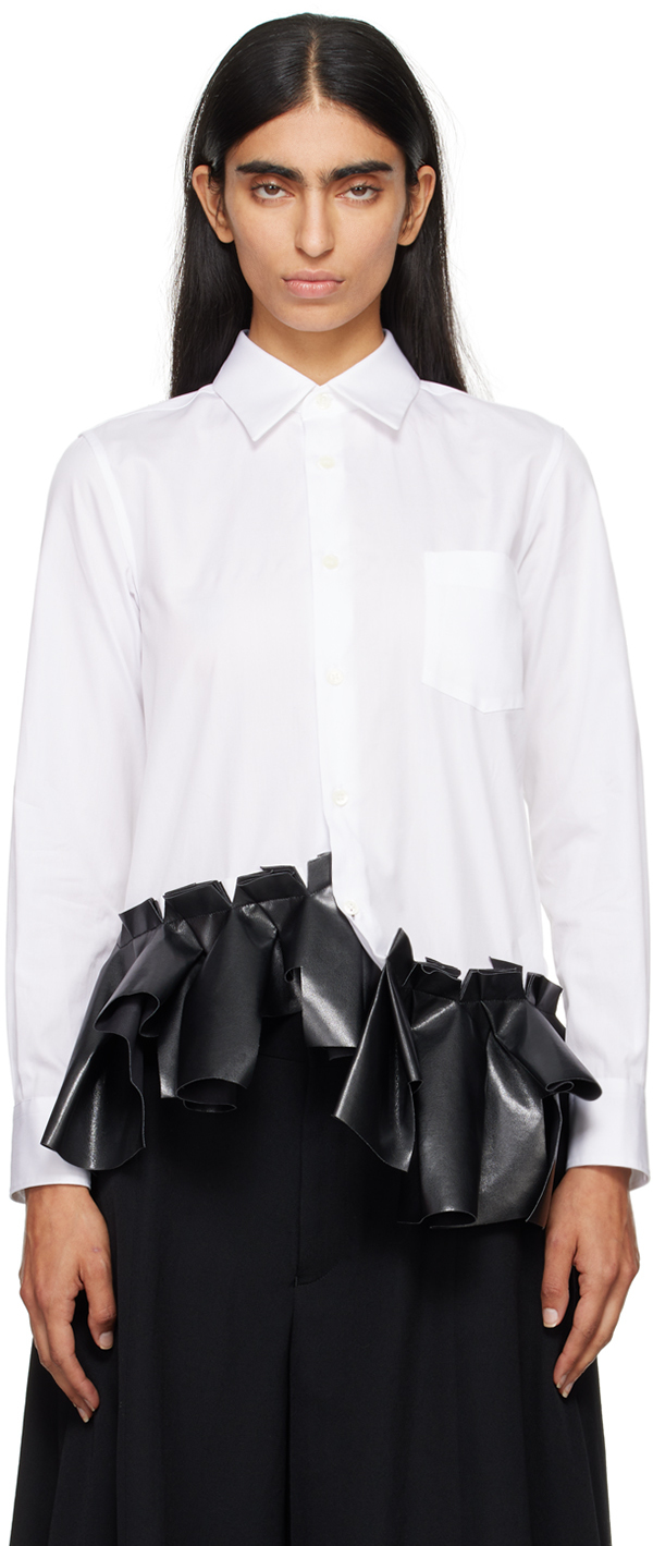 Shop Comme Des Garçons White & Black Pleated Shirt In 1 White/black