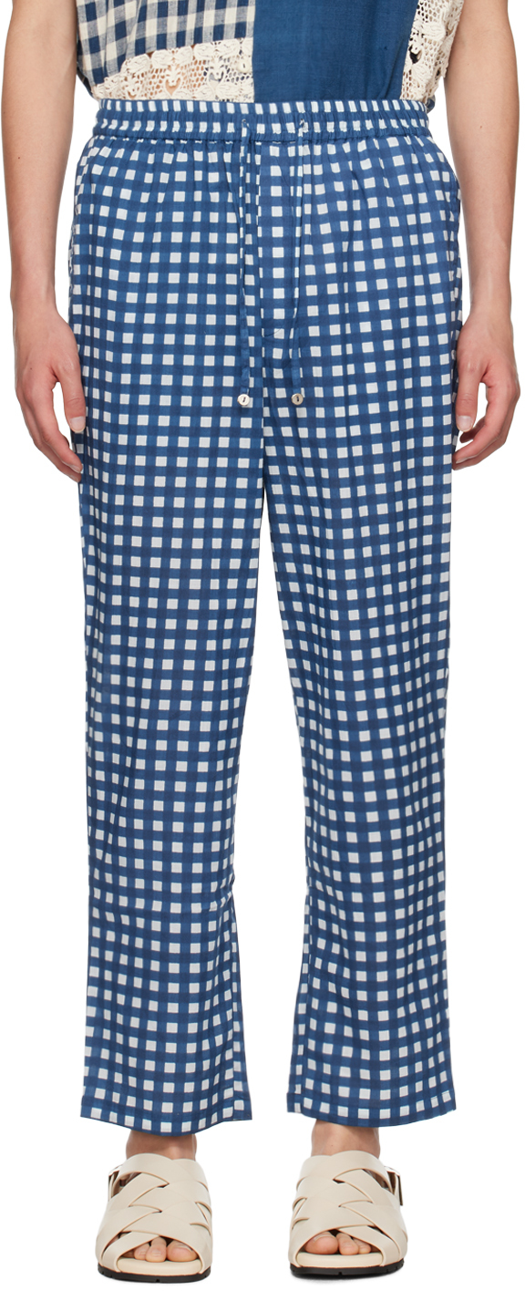 Indigo & White Check Trousers