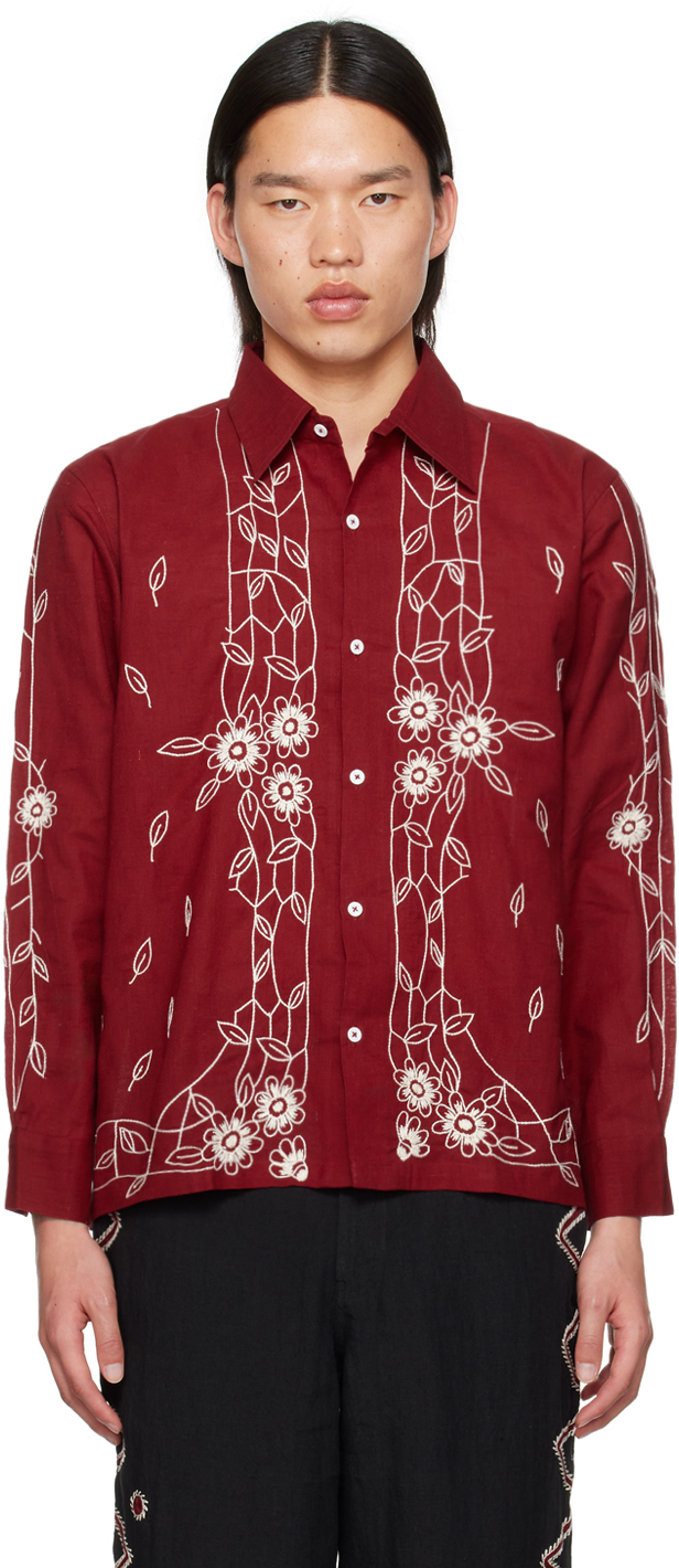 Burgundy Embroidered Shirt