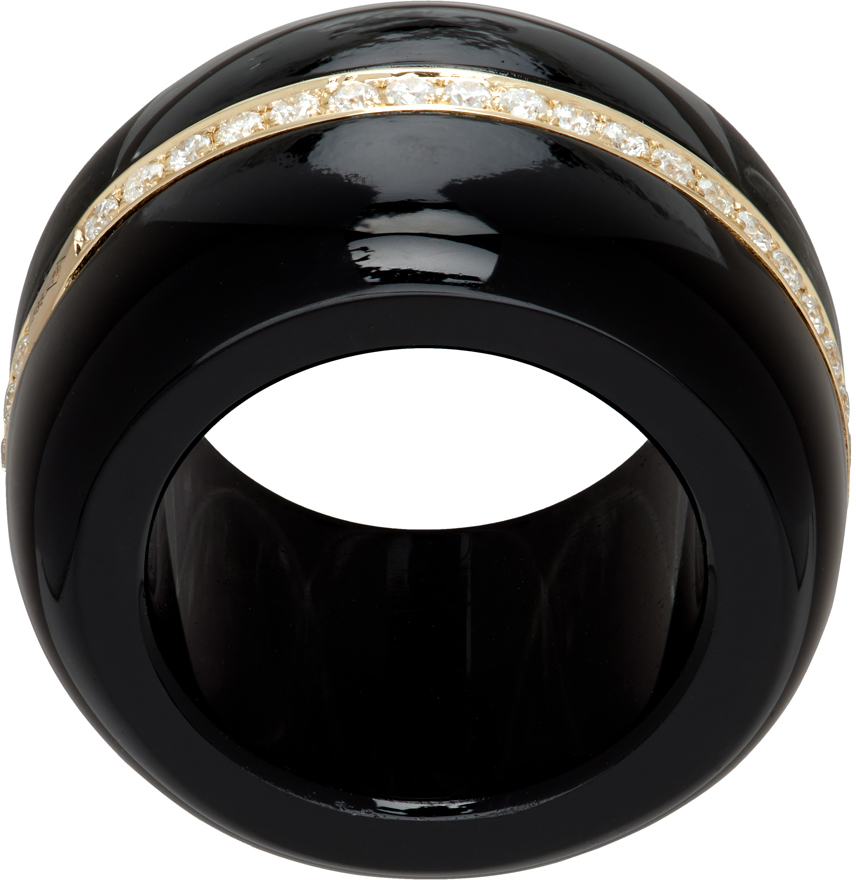 Black & Gold Diamond Pebble Cocktail Ring