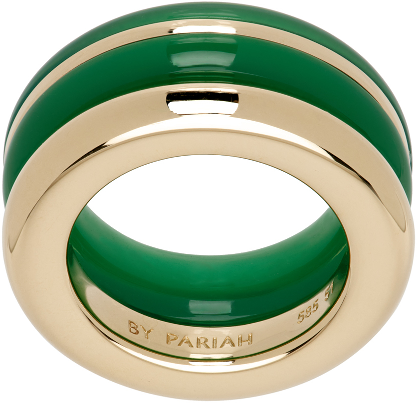 Gold & Green Essential Stack Ring Set