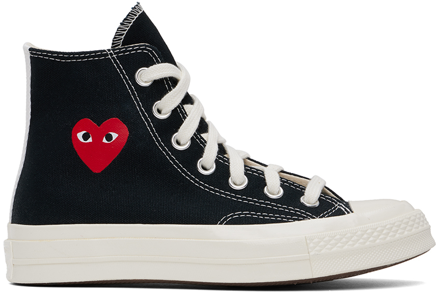 Shop Comme Des Garçons Play Black Converse Edition Chuck 70 Og Single Heart Sneakers In 1 Black