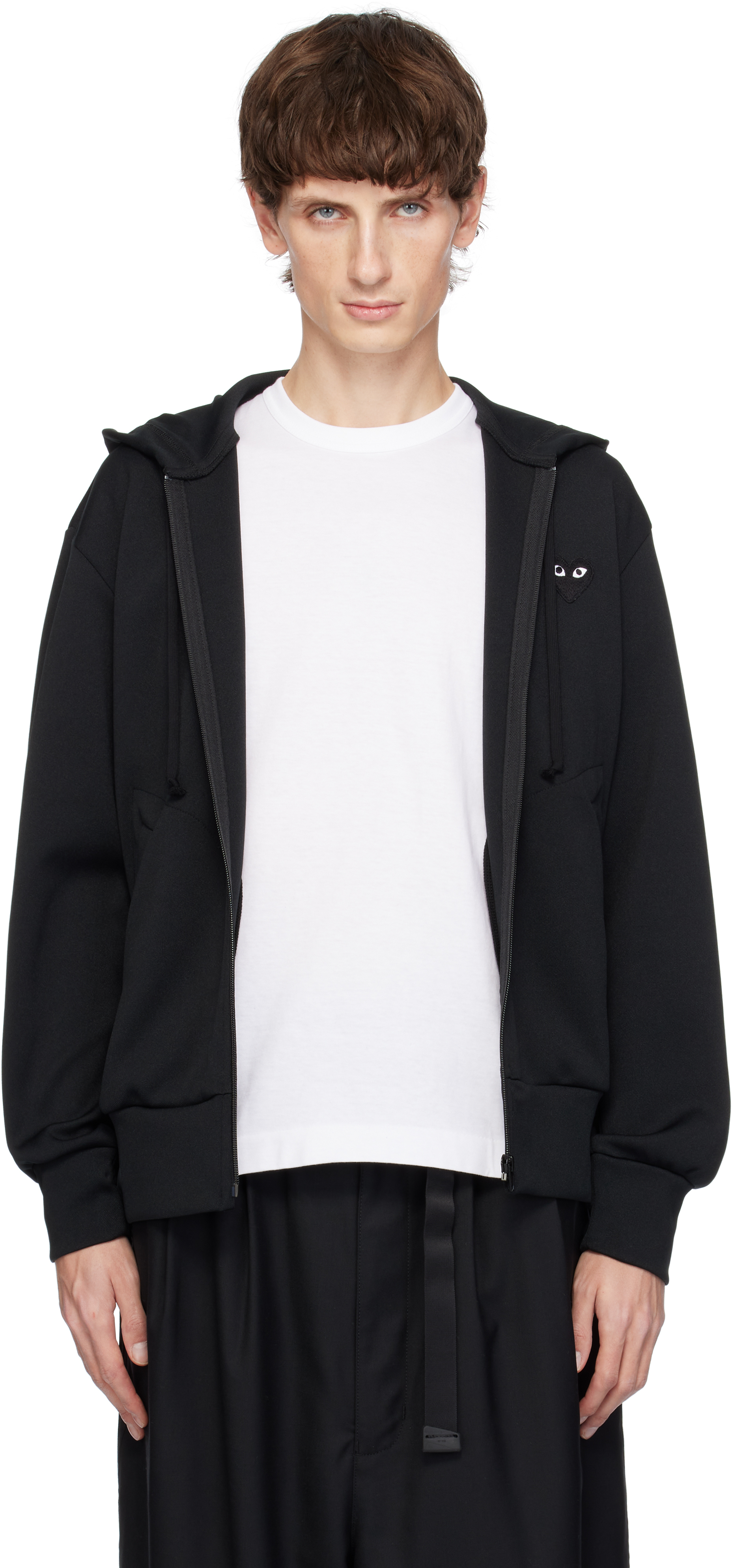 COMME des GARÇONS PLAY Black Zip Big Heart Print Hoodie