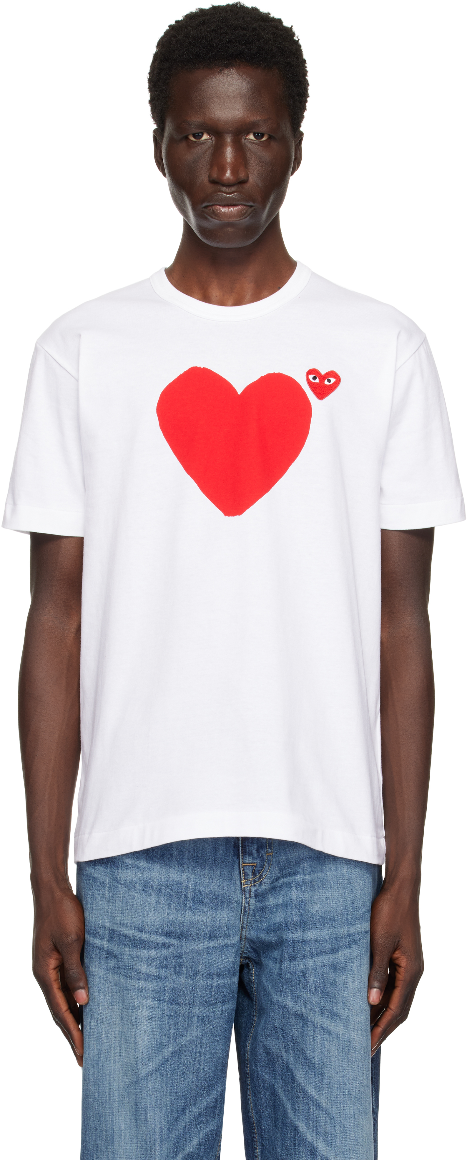 COMME des GARÇONS PLAY White Double Hearts At Back T-shirt