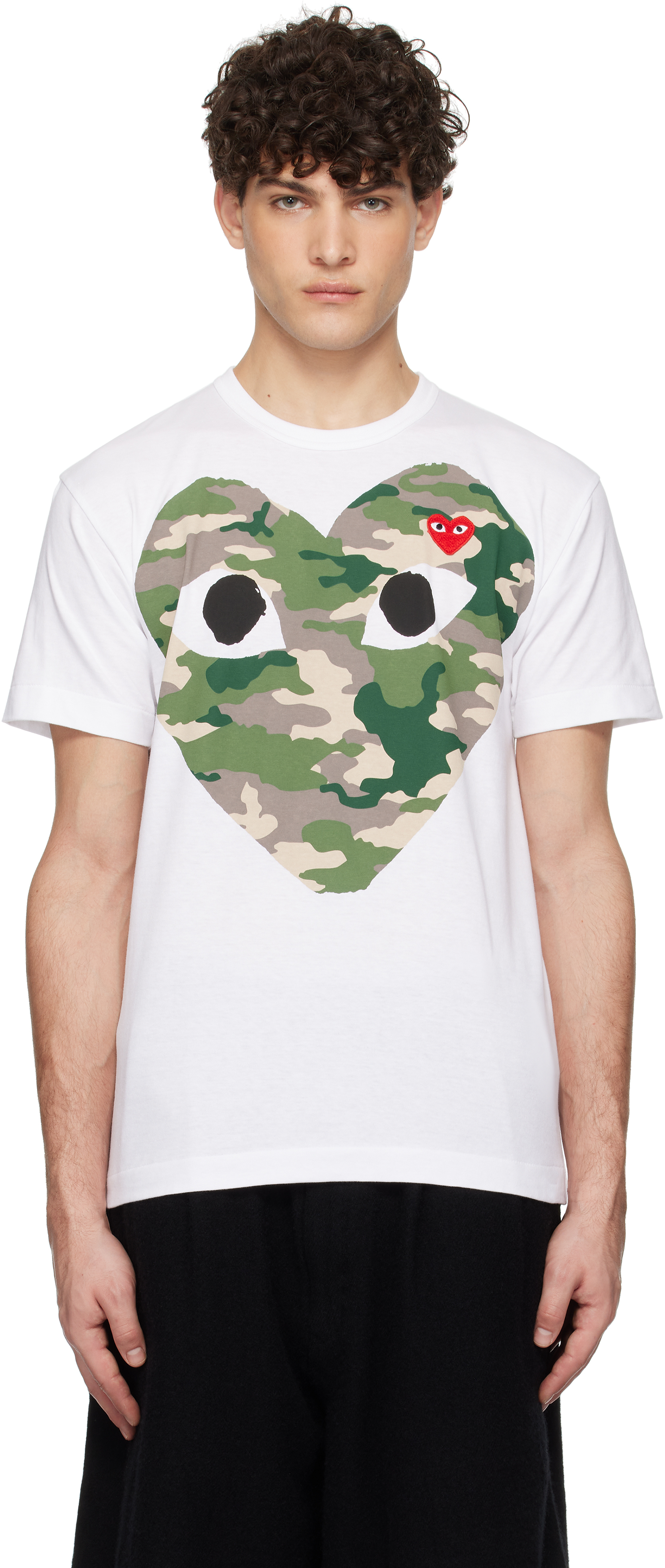 COMME des GARÇONS PLAY White Camouflage Heart T-shirt