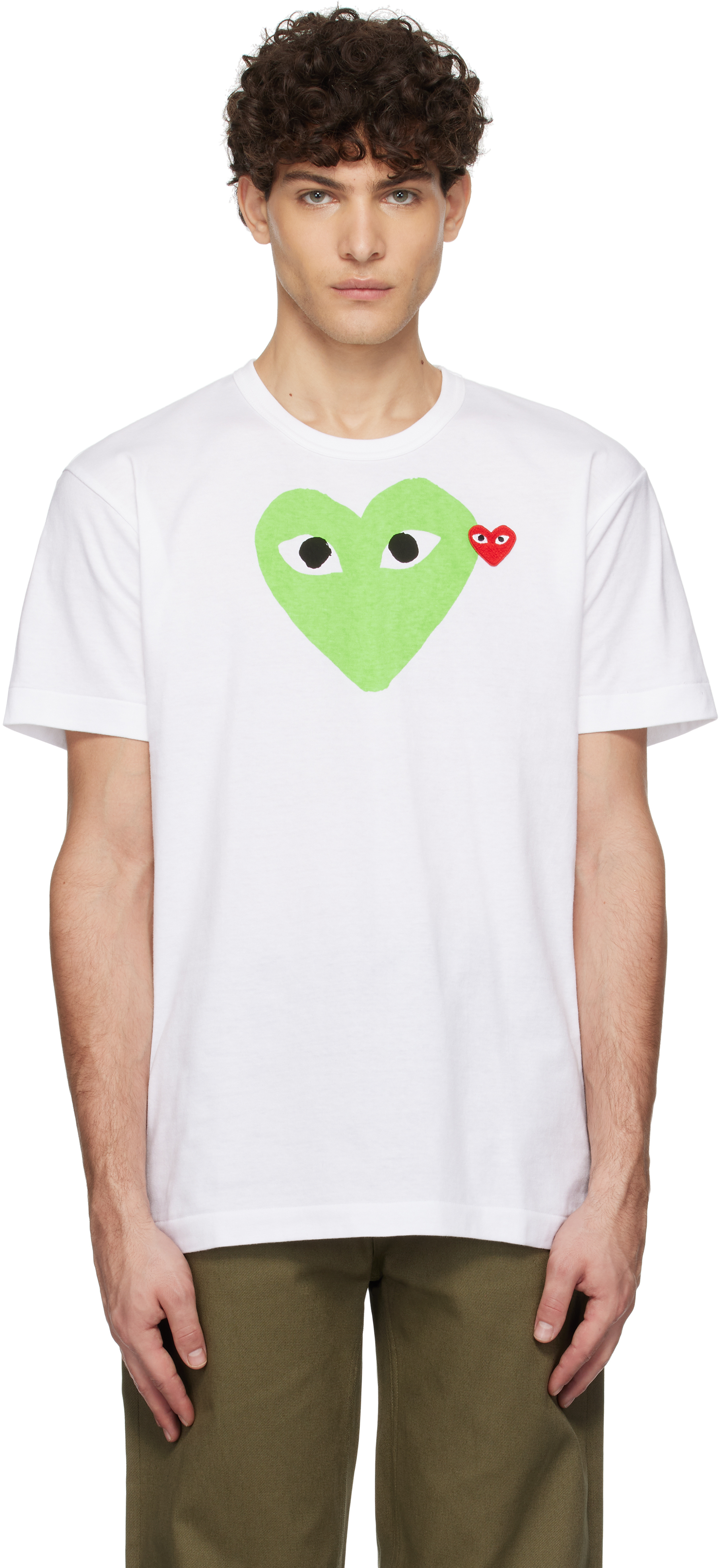 COMME des GARÇONS PLAY White Pastel Heart & Red Emblem T-shirt