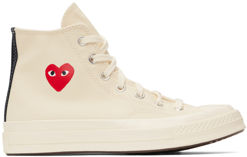 COMME des GARÇONS PLAY: Converseエディション オフホワイト Chuck 70 CDG ハイカットスニーカー |  SSENSE 日本