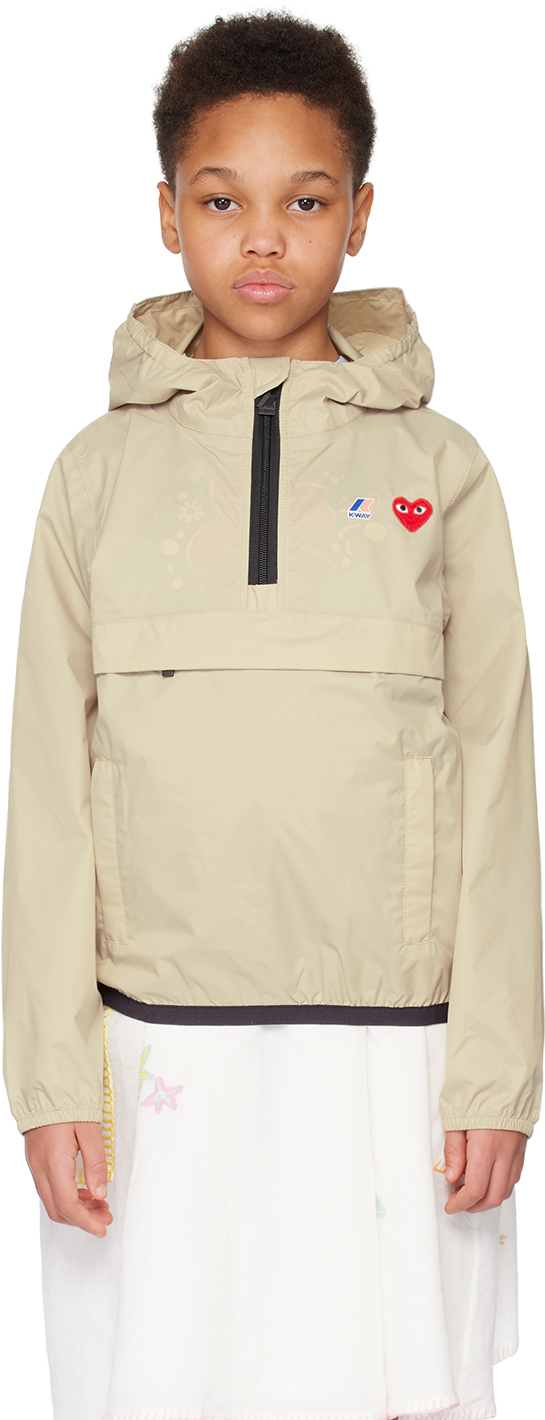Shop Comme Des Garçons Play Kids Beige K-way Edition Jacket In 3-beige