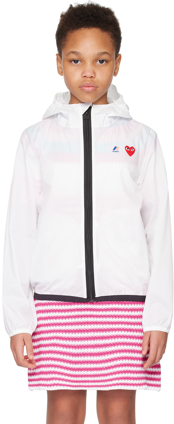 Comme Des Garçons Play Kids White K-way Edition Jacket In 3-white