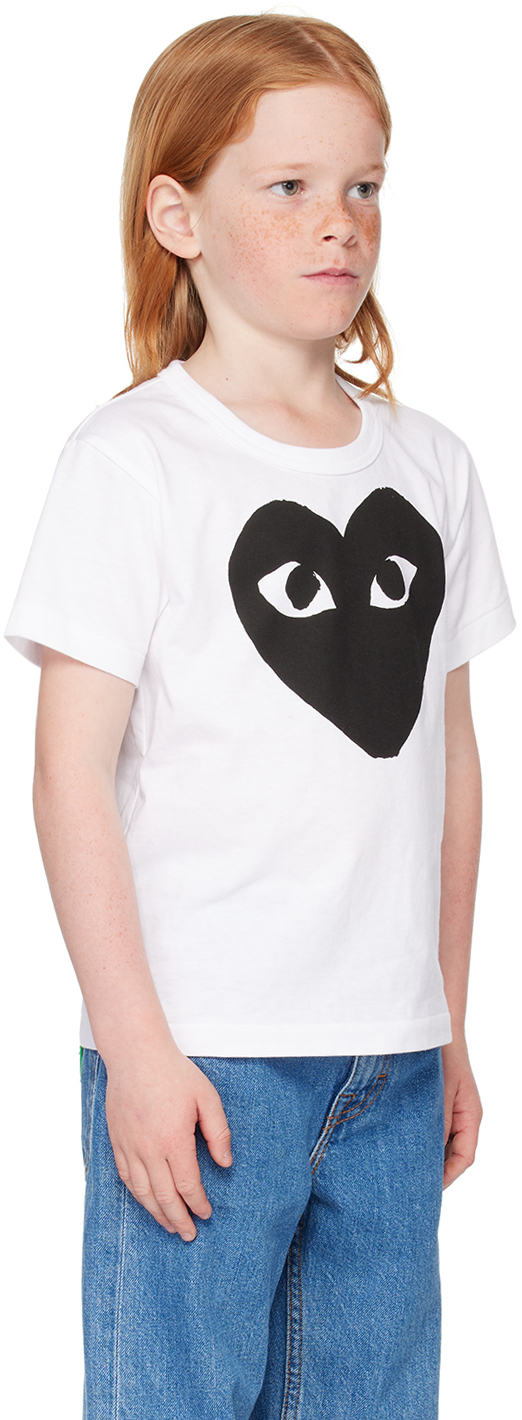 COMME DES GARÇONS PLAY KIDS WHITE LARGE BLACK HEART T-SHIRT 