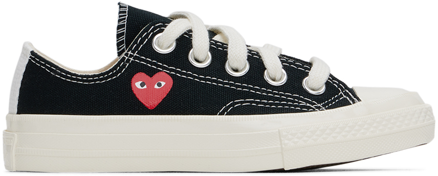 COMME DES GARÇONS PLAY KIDS BLACK CONVERSE EDITION CHUCK 70 OG SINGLE HEART LOW TOP SNEAKERS