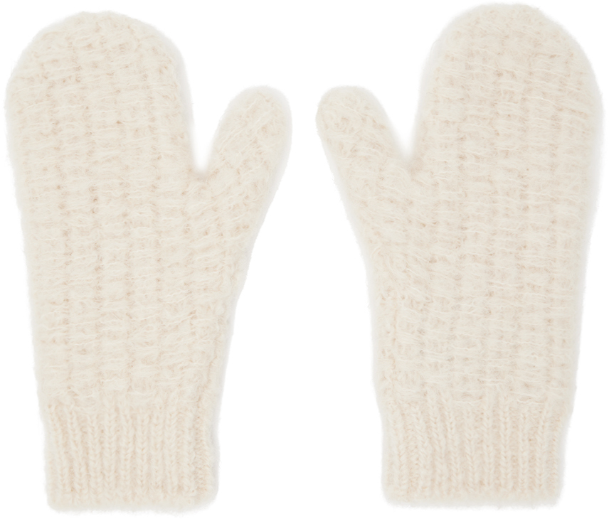 【関税込み】Jil Sander オフホワイト モヘア＆アルパカ ミトン Jil Sanderのオフホワイト モヘア＆アルパカ ミトンがセール中