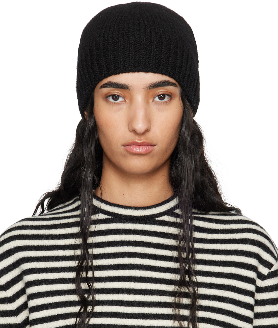 Shop Jil Sander Black Irregular Texture Wool Beanie In 001 Black