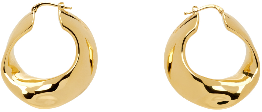 Shop Jil Sander Gold Hoop Earrings In 716 Gold